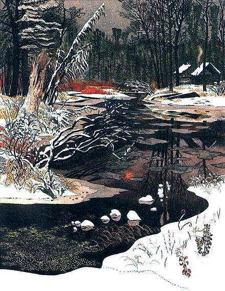 зимний лес тают ручьи