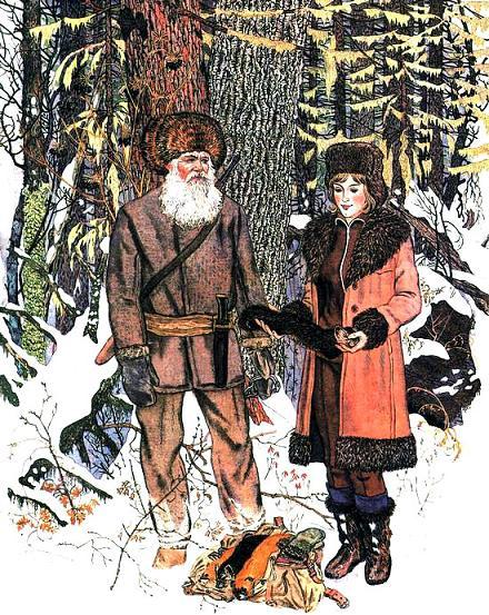 охотники в зимнем лесу