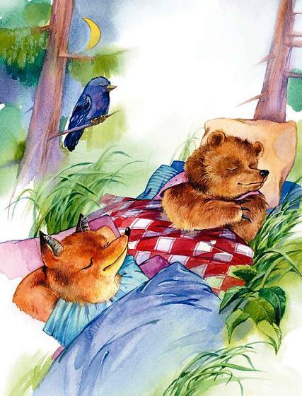 медвежонок и лисенок спят