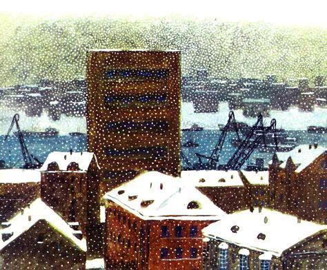 снег в порту города