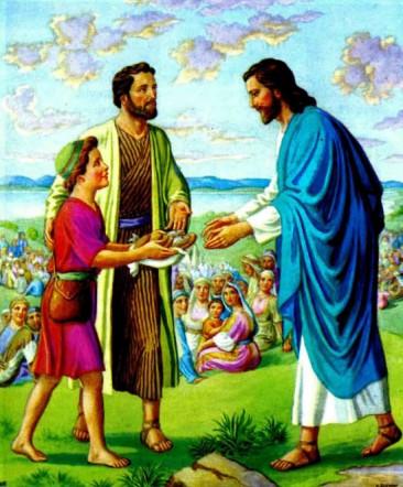 Иисус насыщает пять тысяч человек пятью хлебами