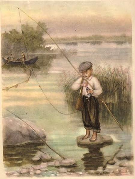 Егорка ловит рыбу