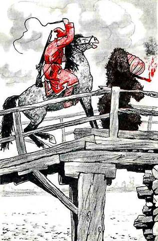 всадник верхом на коне с плетью