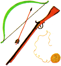 ружье и лук со стрелами