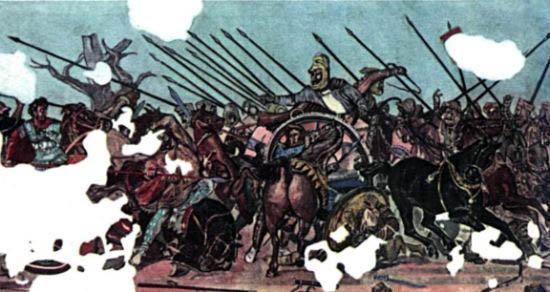 Битва Александра Македонского с Дарием. Античная мозаика