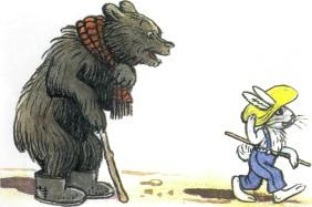 медведь и заяц в шляпе