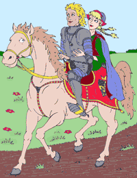 принц и Энни верхом на коне
