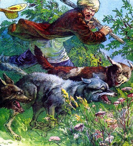 Пастух проснется, бросится бежать на волка с дубиною да еще притравит его собаками