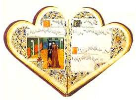 Изящный иллюстрированный песенник конца XV в в форме сердца