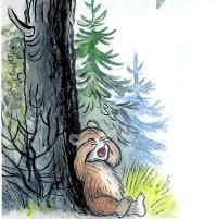 медвежонок под деревом