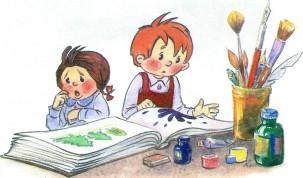 дети мальчик и девочка рисуют пишут клякса