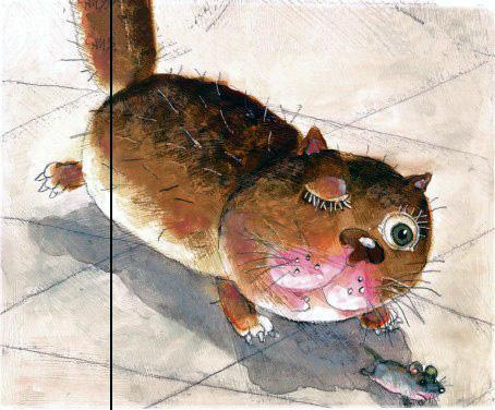 Погоня толстого кота за мышонком