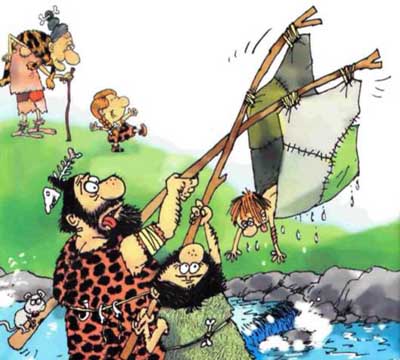 Неандертальцы выуживают из воды собрата