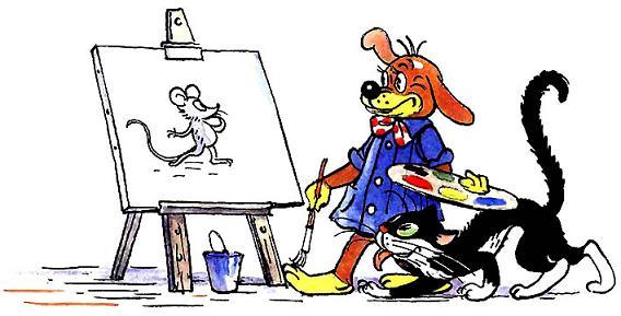 Пиф рисует мышку