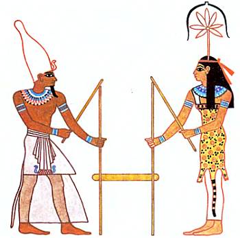 Фараон со жрицей богини Сешат