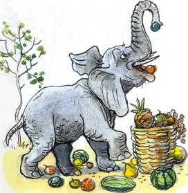 слон, ест