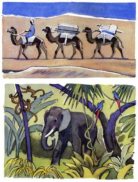 верблюды - корабли пустыни и слон