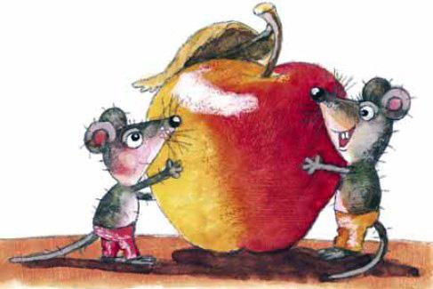 мышка мышь мышата и яблоко