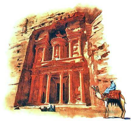 Скальный город Петра в Иордании был населен народом, называвшим себя набатеями. Набатеи находились под сильным влиянием эллинской архитектуры.