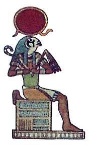 Эта фигура соединяет в себе солнечного бога Ра и бога небес Гора. Солнце опирается на голову сокола.