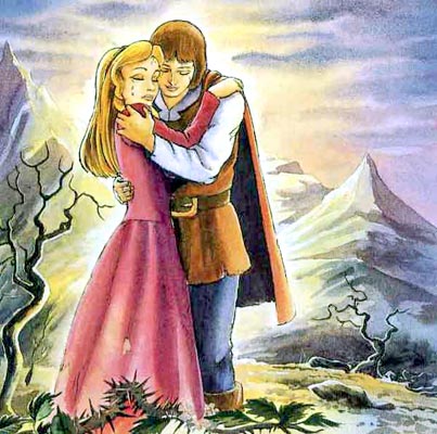 Салаточка Рапунцель и принц обнимаются