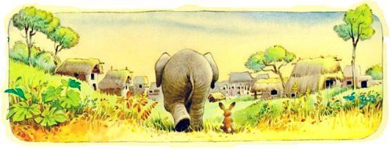 слон и заяц пошли к деревне