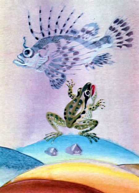Рыбка и головастик лягушка