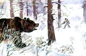 Тойво рубит рядом медведь