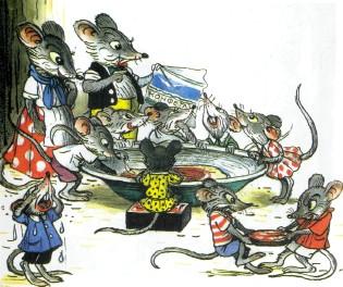 мыши у тарелки мышата 