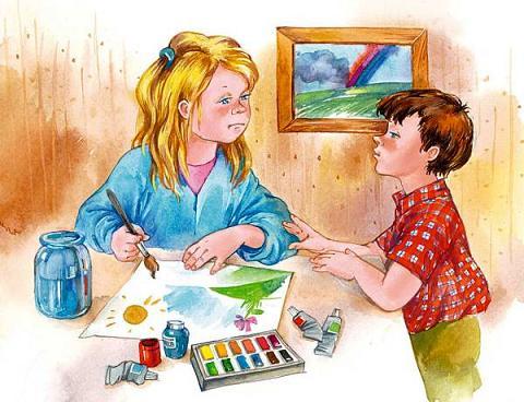 дети мальчик и девочка рисуют