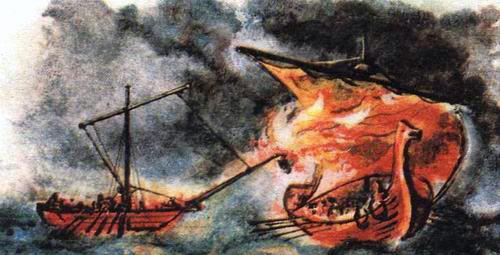 атака славян на море греческим огнем